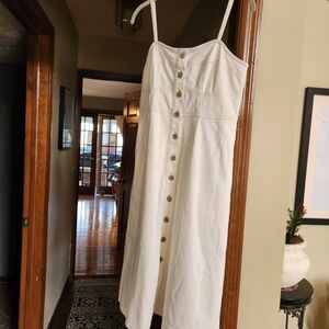 White denim.   Length 36" From Neckline. 42+ From Straps.  Arm Pit To A/P 17".